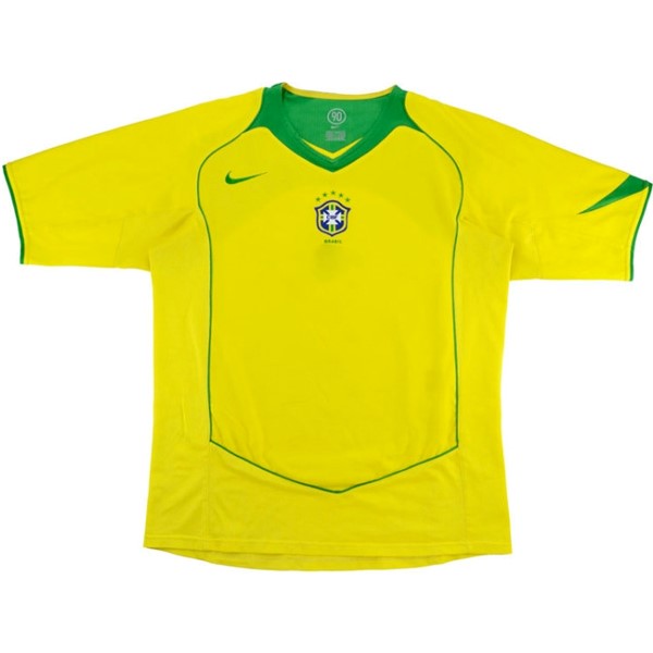 Camiseta Brasil Primera equipación Retro 2004 Amarillo